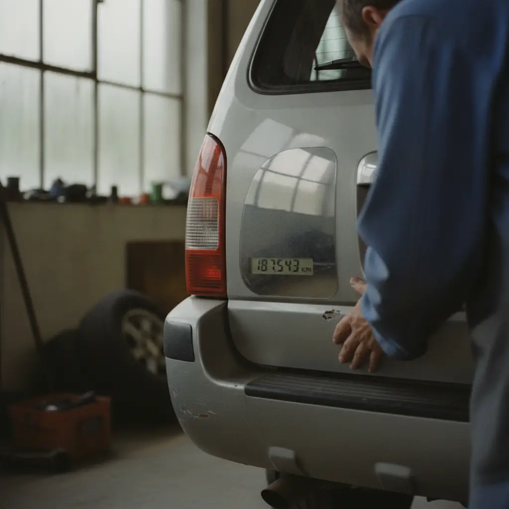 Inspection exterieure d'un SUV d'occasion avant sa revente
